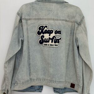 Rip Curl Light Blue Denim Jacket with Surfing Motif